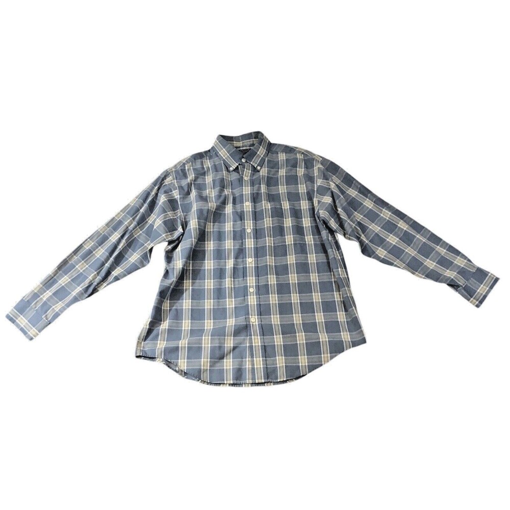 Roundtree & Yorke Classics Button Down Shirt  Men’s Blue And Gray M Plaid